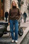 Java Brown Roll Neck Jumper by B.Young Clothing.