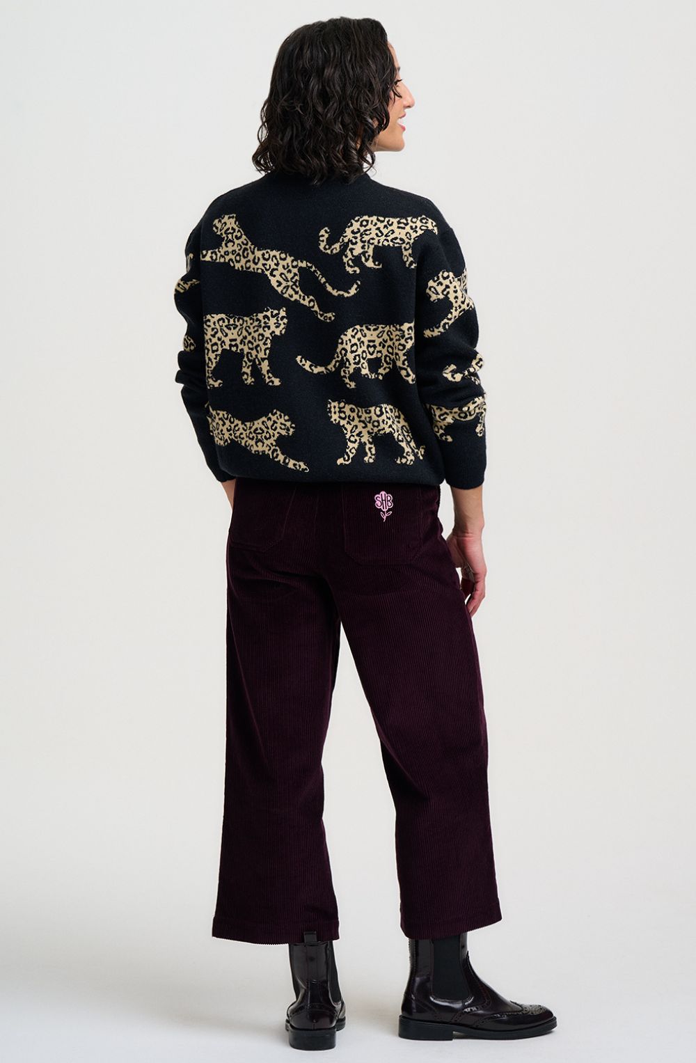 Monochrome Leopards Solana Knitted Bomber Jacket
