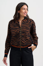 Brown Black Tiger Solana Knitted Bomber Jacket