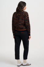 Brown Black Tiger Solana Knitted Bomber Jacket
