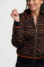 Brown Black Tiger Solana Knitted Bomber Jacket