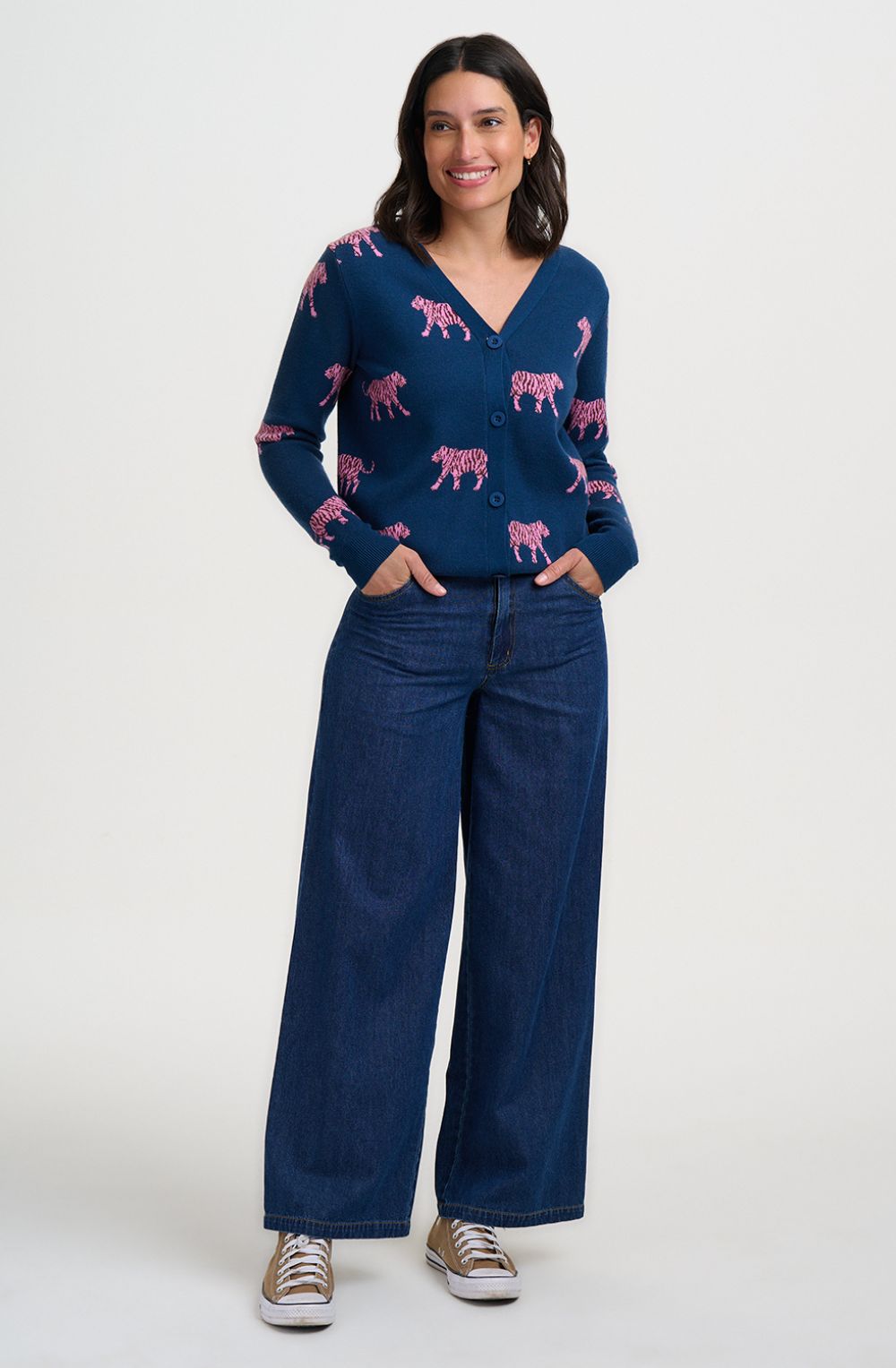 Teal and Pink Tiger Jennifer Cardigan