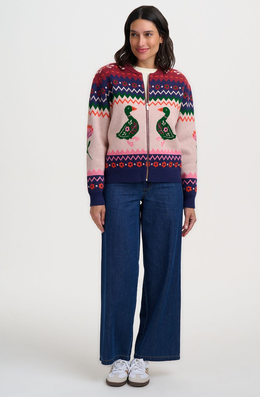 Pink Ducks Solana Knitted Bomber Jacket
