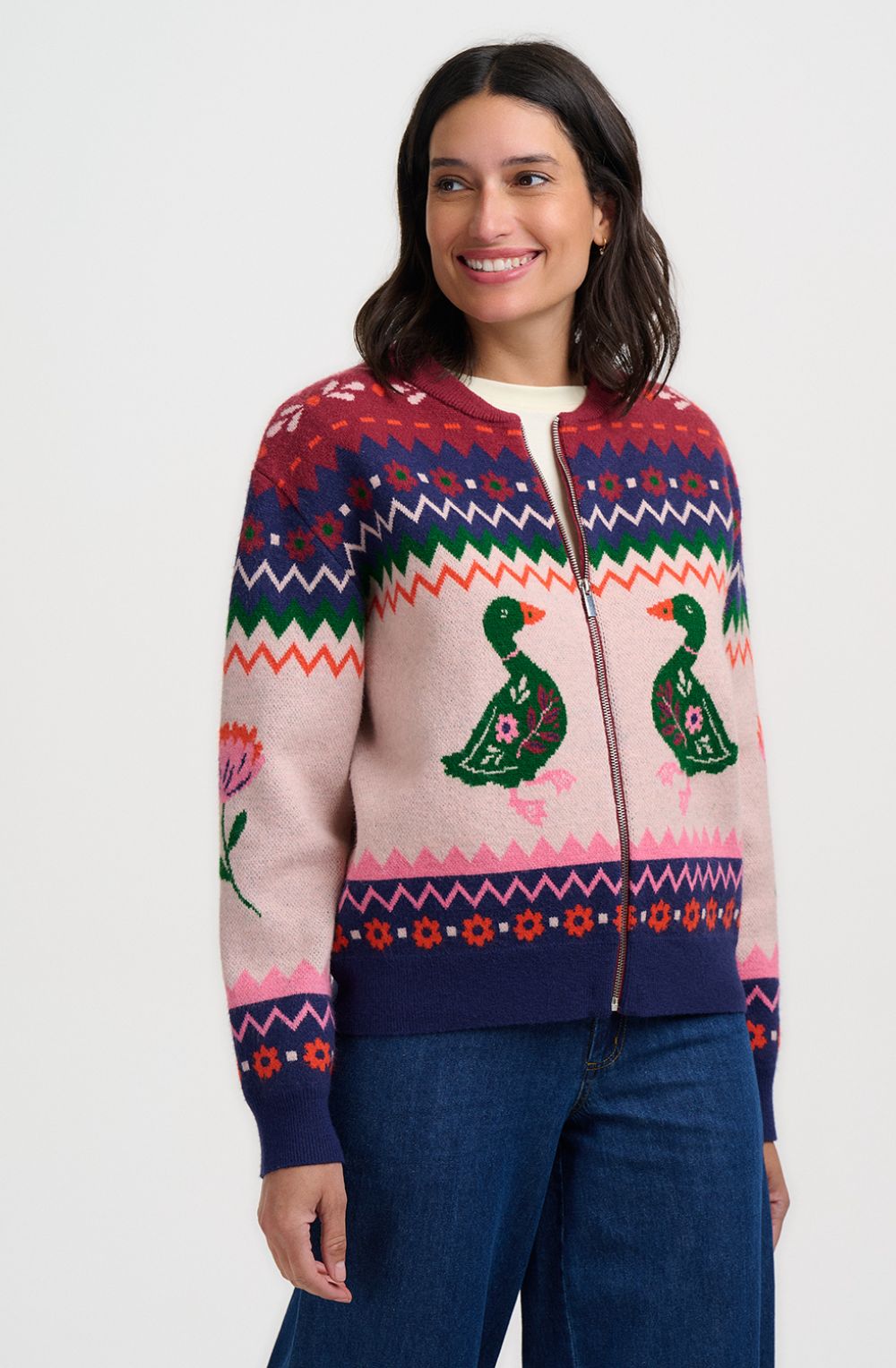 Pink Ducks Solana Knitted Bomber Jacket