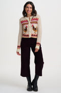 Cream Larisa Chicken Design Cardigan