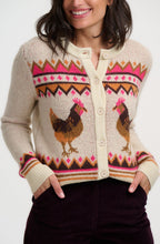 Cream Larisa Chicken Design Cardigan