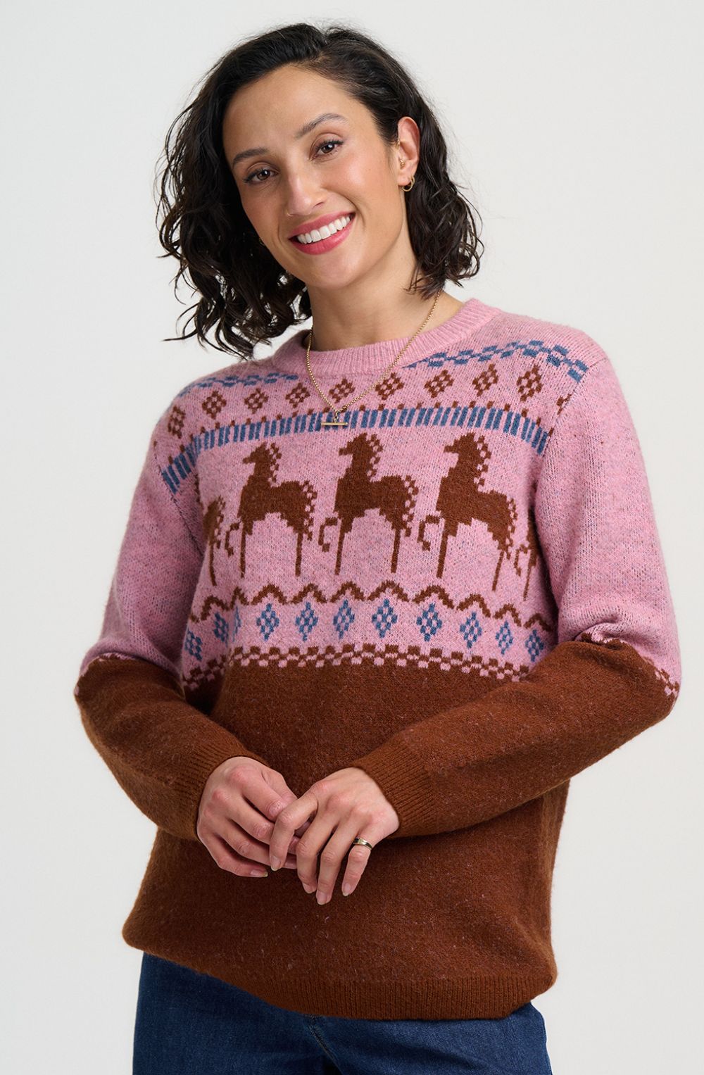 Pink and Brown Horses Devin Jumper