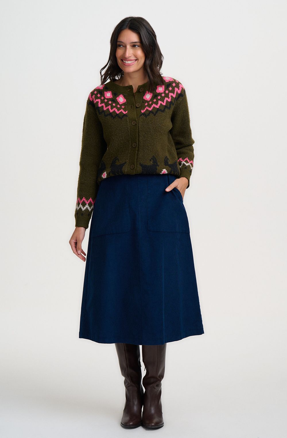 Olive Goat Meadow Olana Fairisle Cardigan