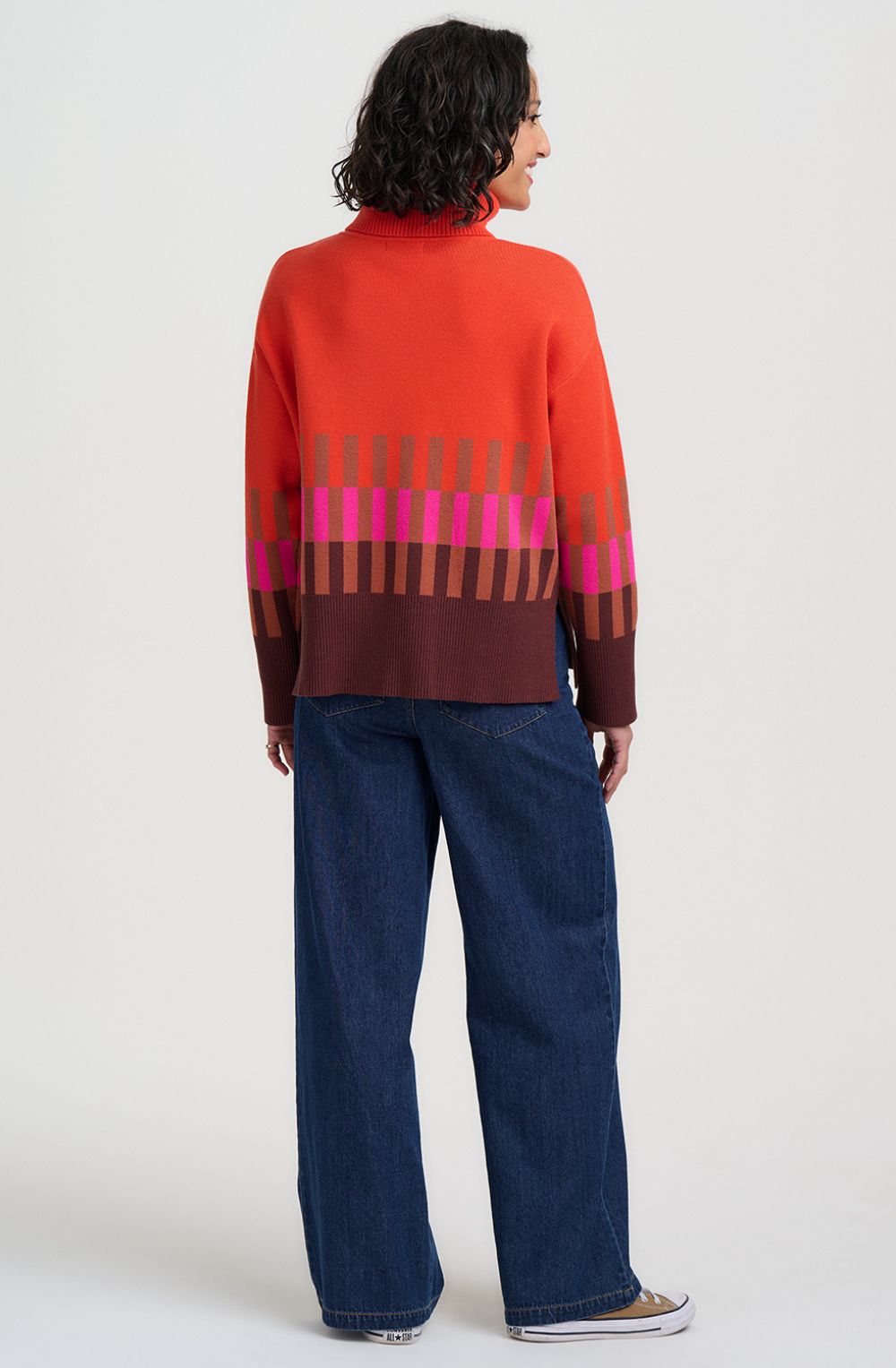 Orange Stripe Serita Roll neck Jumper