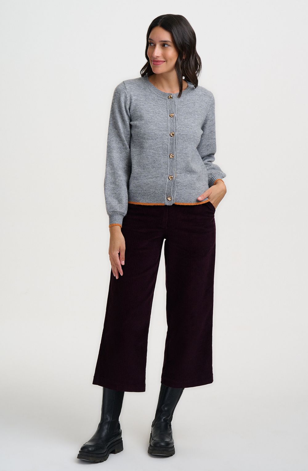 Grey Glinda Gold Heart Cardigan