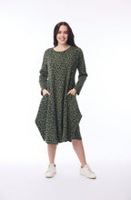 Green Keqioa Animal Print Bubble Dress