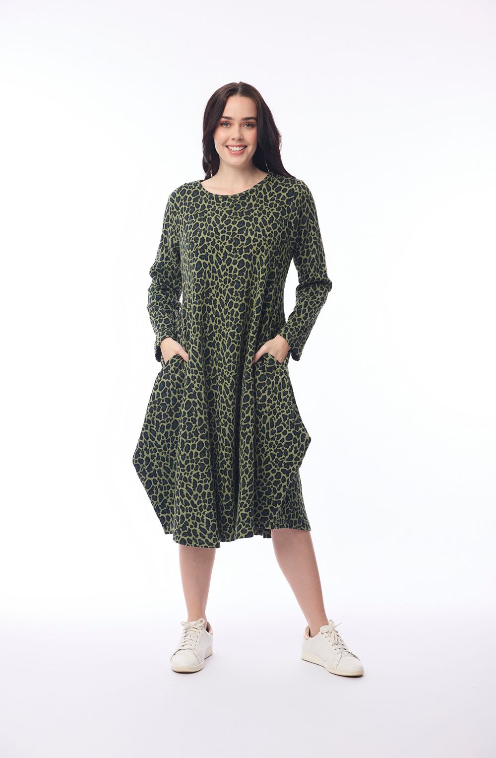 Green Keqioa Animal Print Bubble Dress
