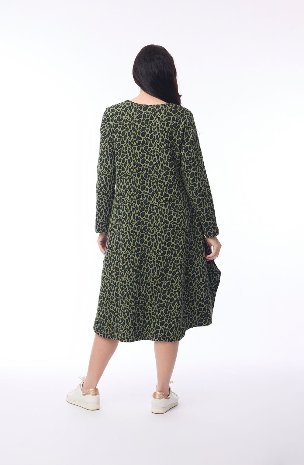 Green Keqioa Animal Print Bubble Dress
