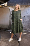 Green Keqioa Animal Print Bubble Dress