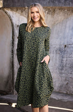 Green Keqioa Animal Print Bubble Dress