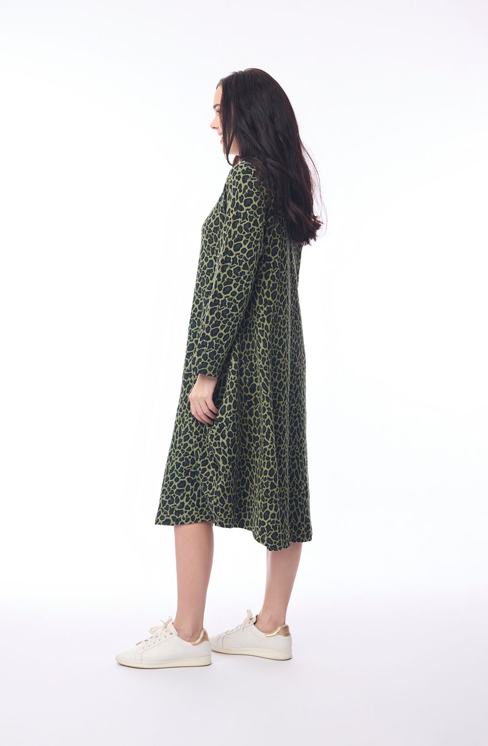 Green Keqioa Animal Print Bubble Dress