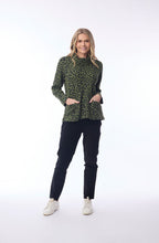 Green Keqioa Animal Print Cowl Neck Top