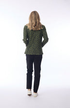 Green Keqioa Animal Print Cowl Neck Top