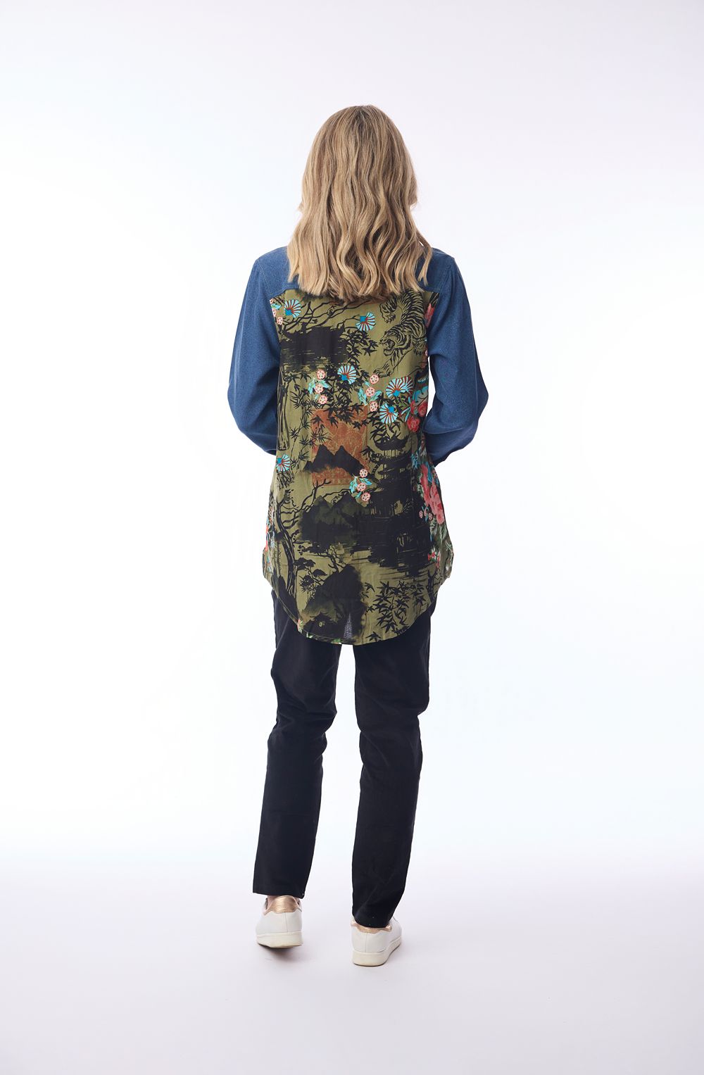 Green Keqioa Mixed Print Shirt