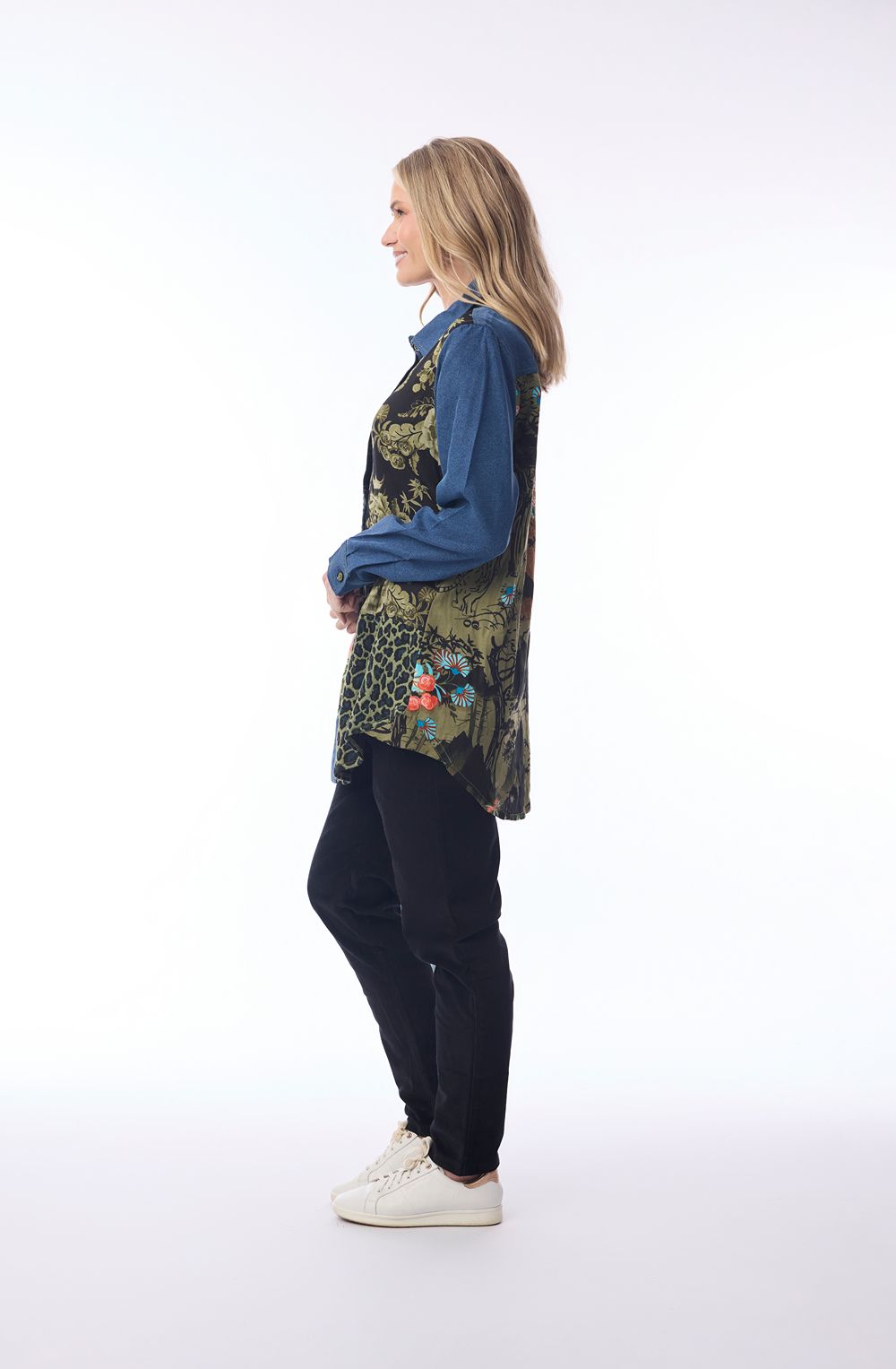 Green Keqioa Mixed Print Shirt