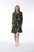 Green Keqioa Print Cowl Neck Dress