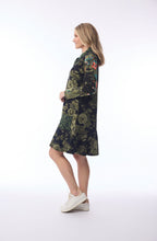 Green Keqioa Print Cowl Neck Dress