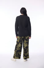 Green Keqioa Floral Wide Leg Cotton Mix Trousers