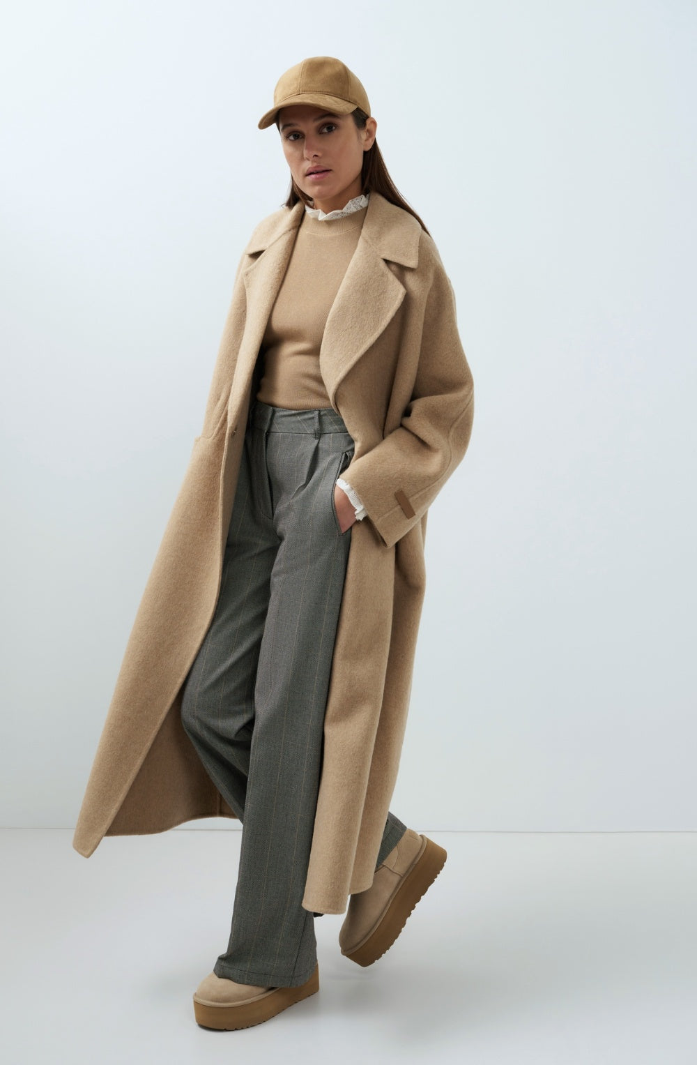 Cornstalk Brown Lace Layered Effect High Neck Jumper