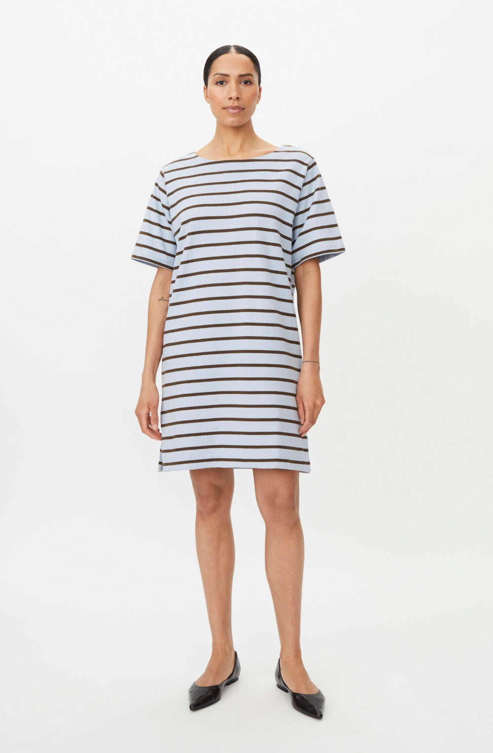 Zen Blue Striped Nurolliea Sweatshirt Jersey Dress