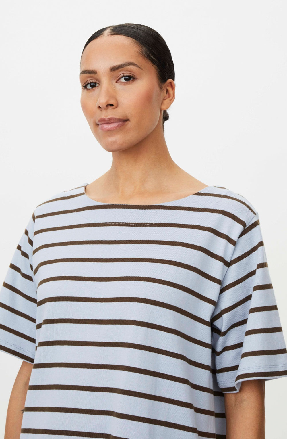 Zen Blue Striped Nurolliea Sweatshirt Jersey Dress