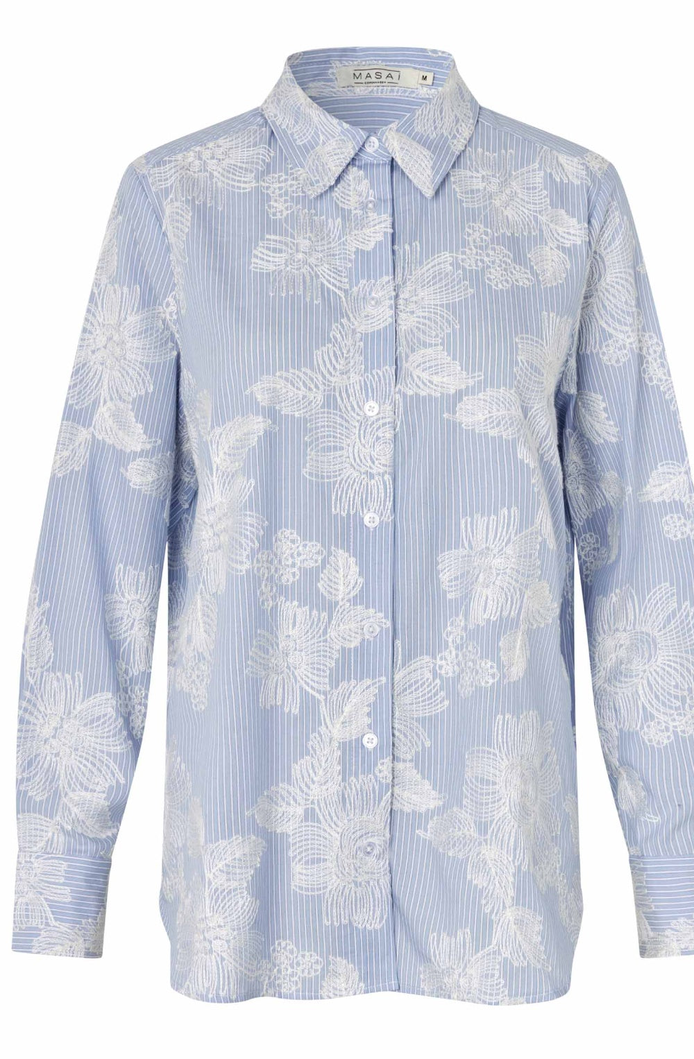 Zen Blue Embroidered Flowers Ilyra Shirt