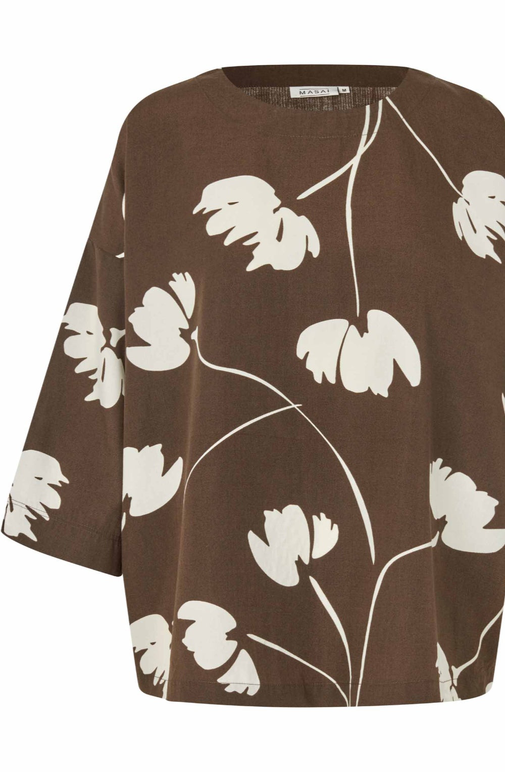 Slate Black Brown Floral Print Becca Blouse