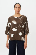 Slate Black Brown Floral Print Becca Blouse