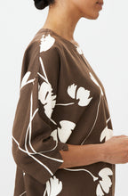 Slate Black Brown Floral Print Becca Blouse