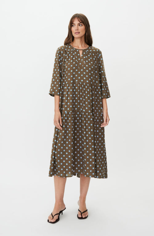 Slate Black Brown Polka Dot Nobina Dress