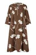 Slate Black Brown Floral Print Nakillas A-Line Dress