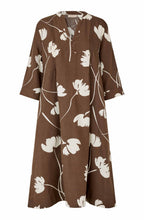 Slate Black Brown Floral Print Nakillas A-Line Dress