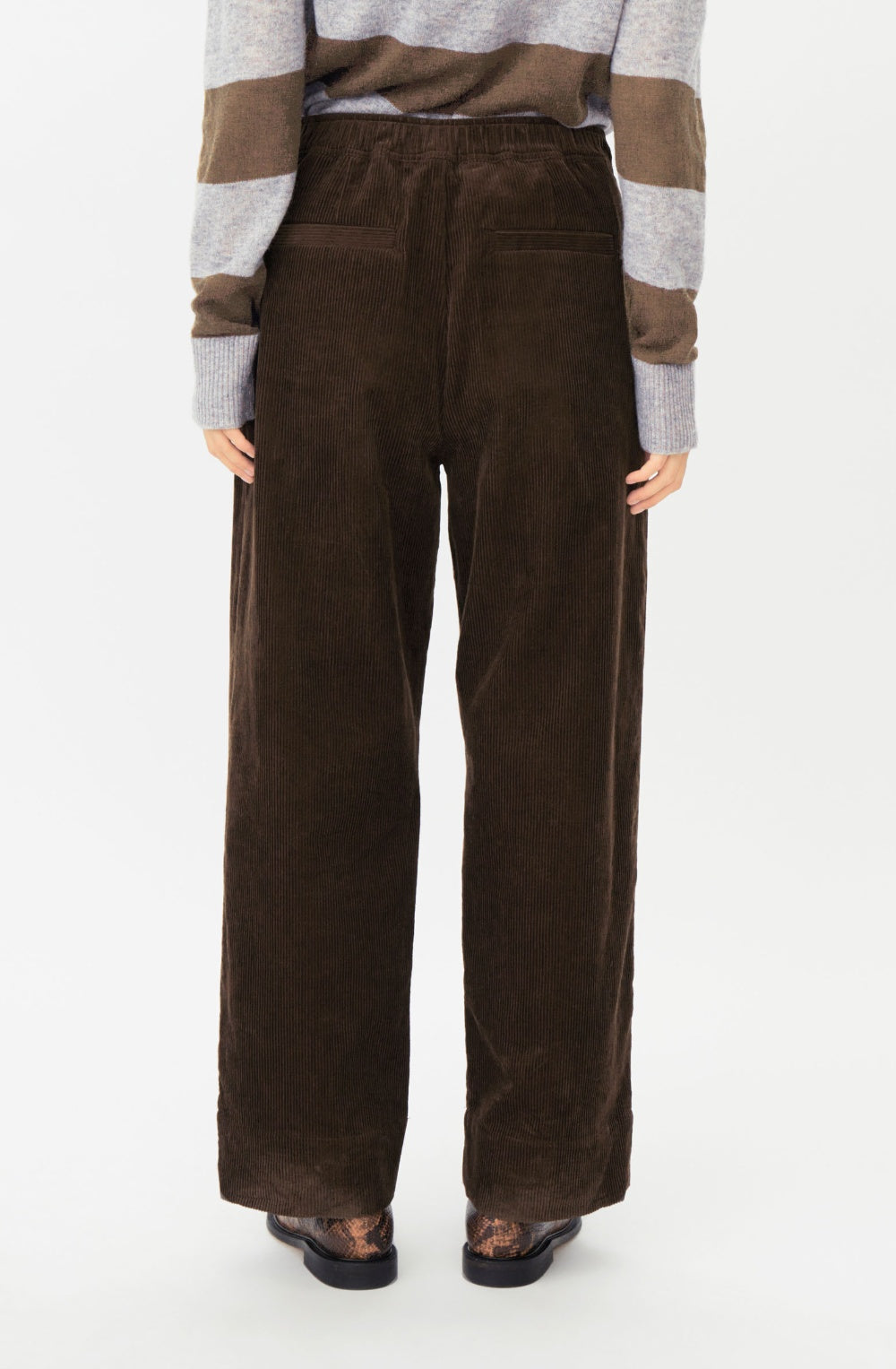 Slate Black Brown Corduroy Phomello Wide Leg Trousers