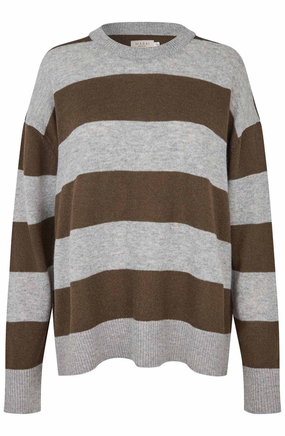 Grey Melange and Brown Striped Florindo Jumper