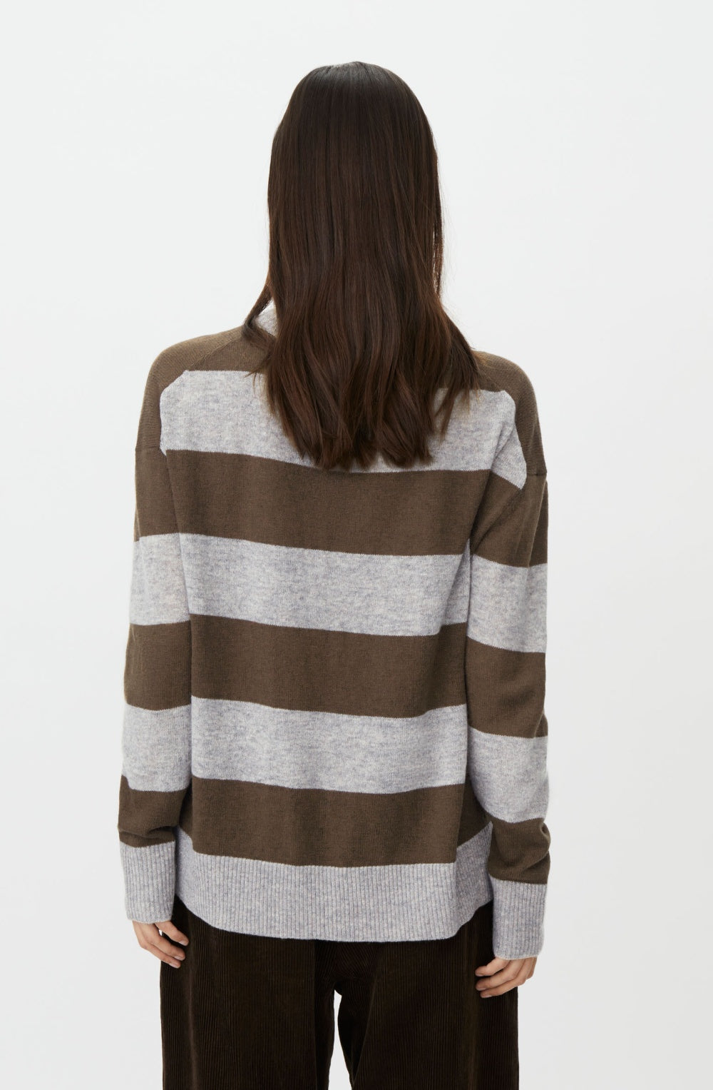 Grey Melange and Brown Striped Florindo Jumper