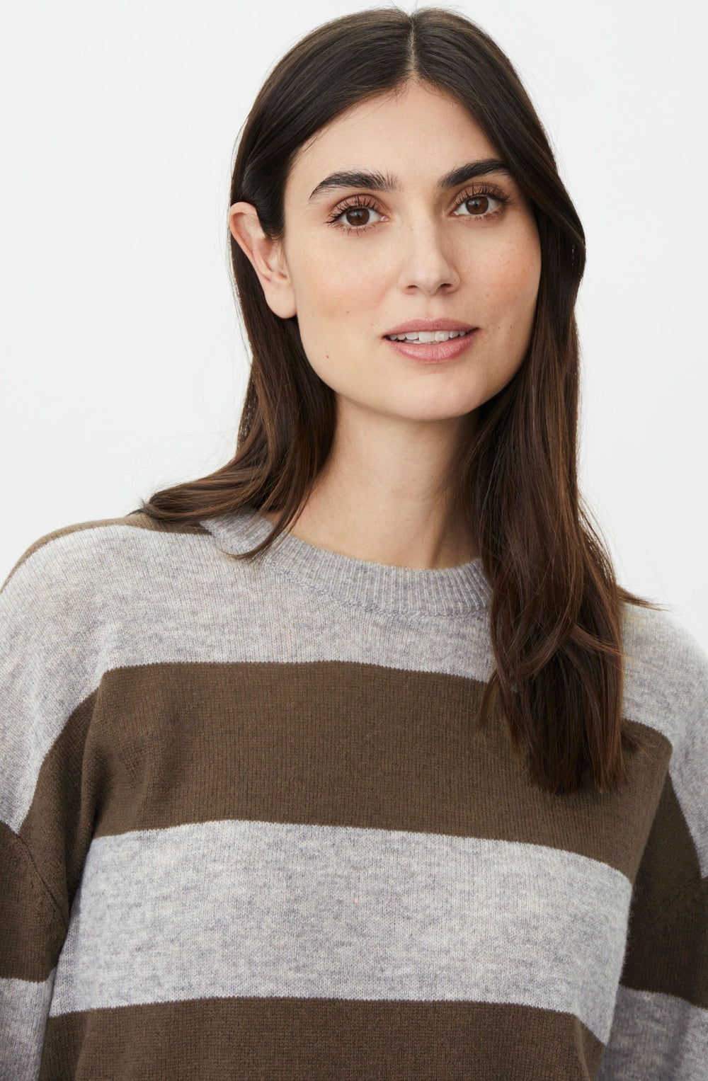 Grey Melange and Brown Striped Florindo Jumper