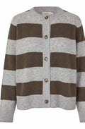 Grey Melange Striped Liliana Cardigan