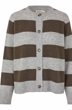 Grey Melange Striped Liliana Cardigan