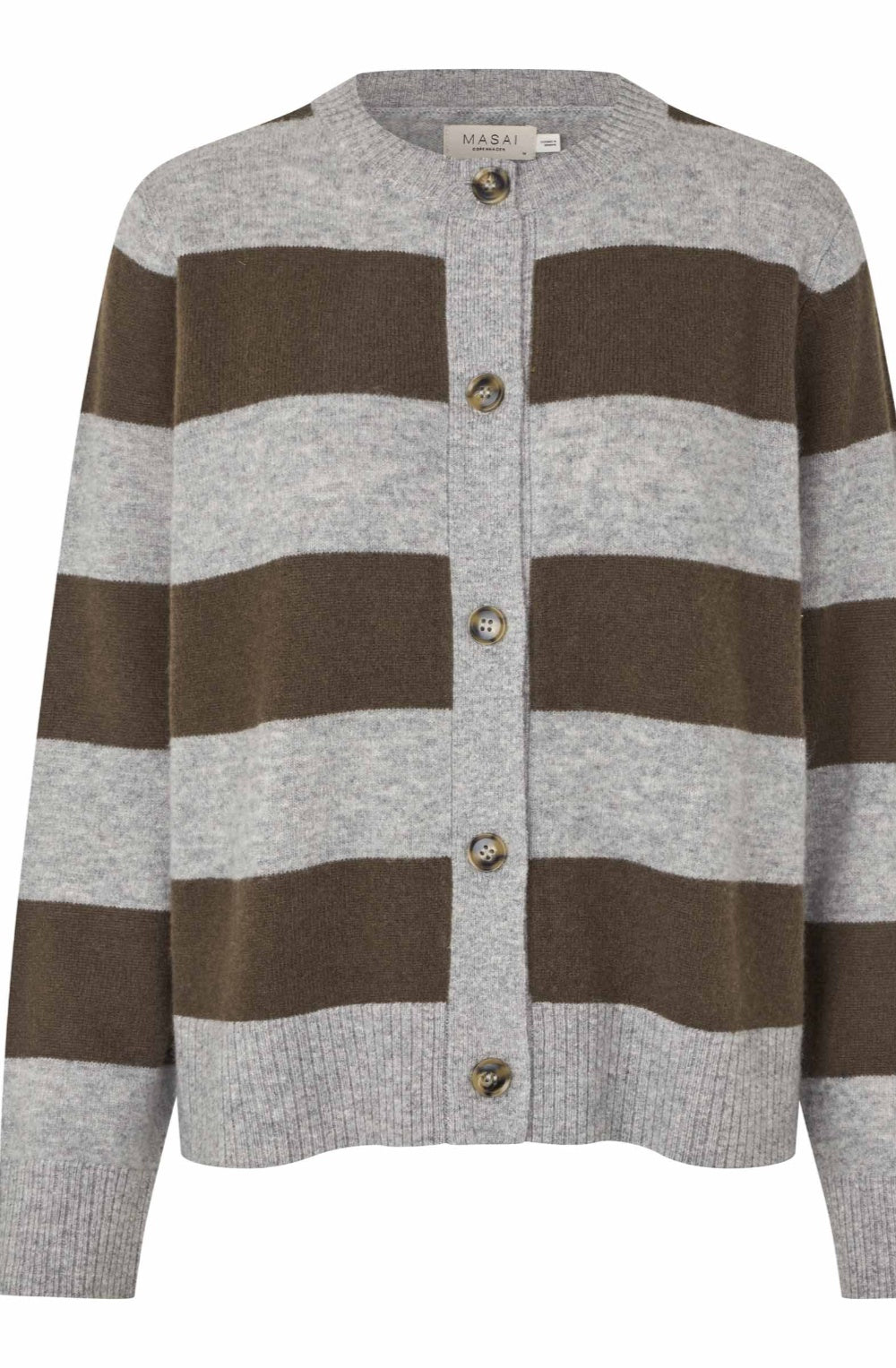 Grey Melange Striped Liliana Cardigan