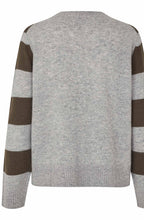 Grey Melange Striped Liliana Cardigan