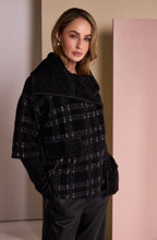 Black and Grey Checked Brushed Knit Jacket