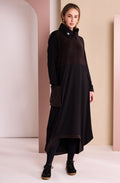 Choko and Black Corduroy Panelled Round Neck Dress (Snood not included)