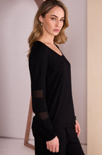 Black Mesh Panel Sleeve Top