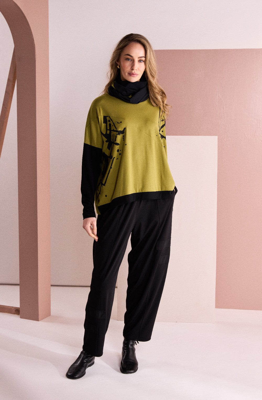 Avocado Abstract Print Top