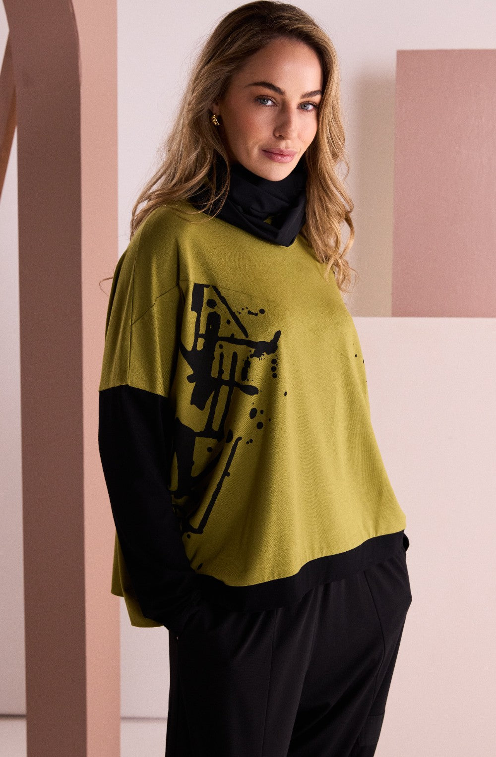 Avocado Abstract Print Top